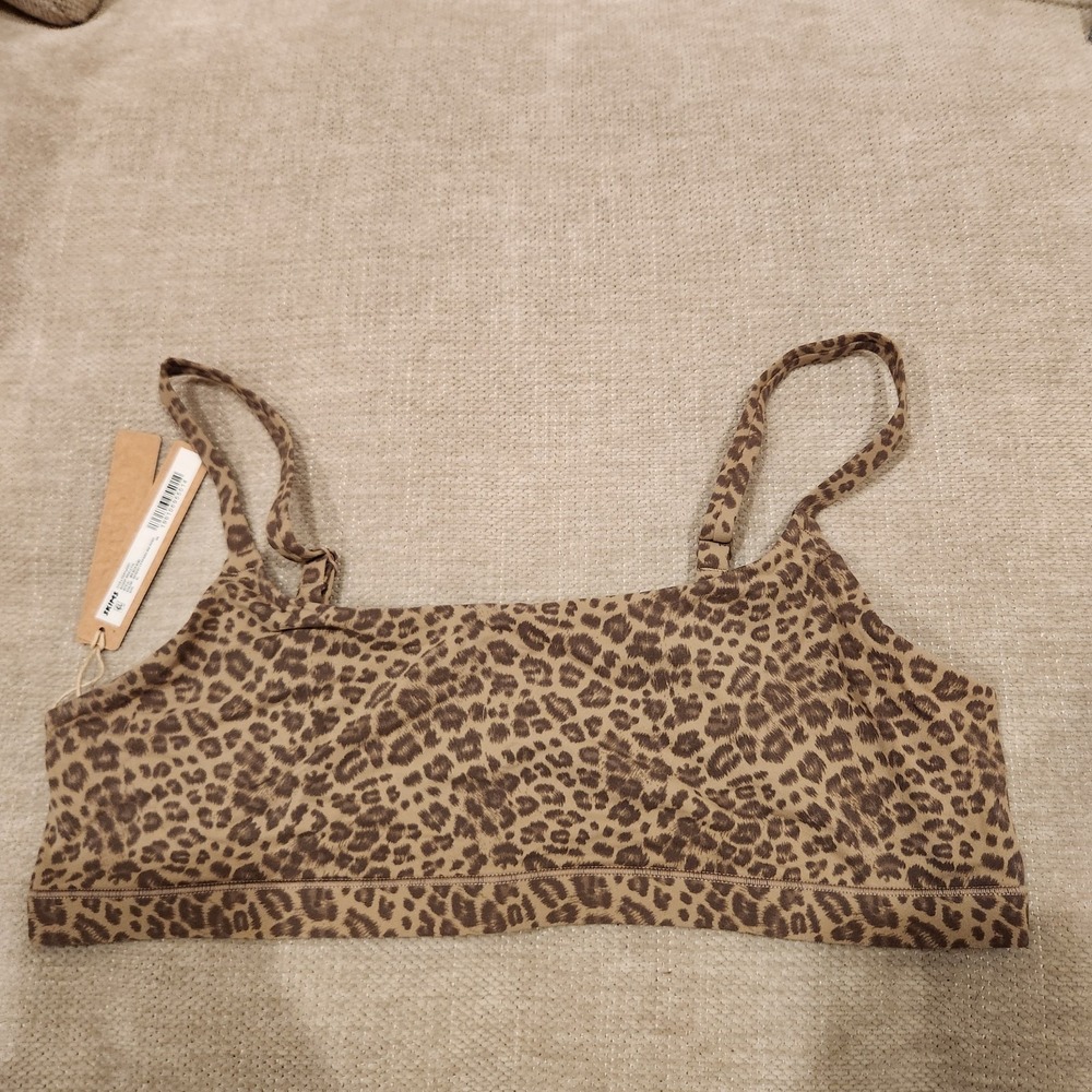 Skims XL Desert Leopard Ink Print Fits Everybody Scoop Bralette NWT